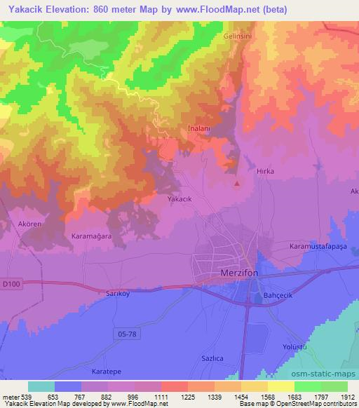 Yakacik,Turkey Elevation Map