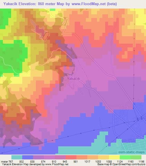 Yakacik,Turkey Elevation Map