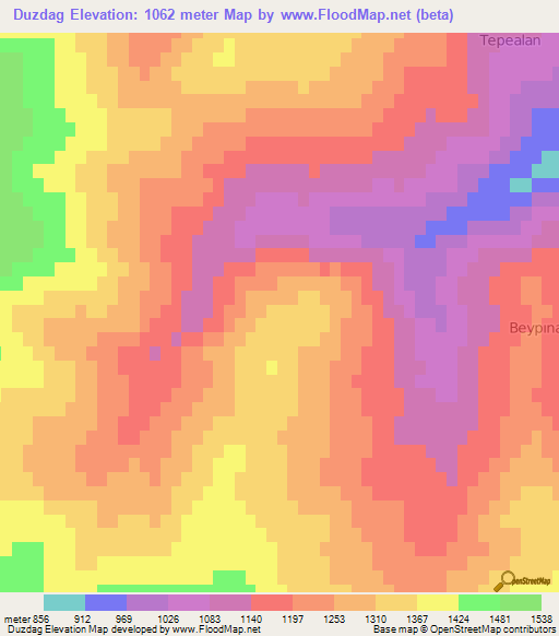 Duzdag,Turkey Elevation Map