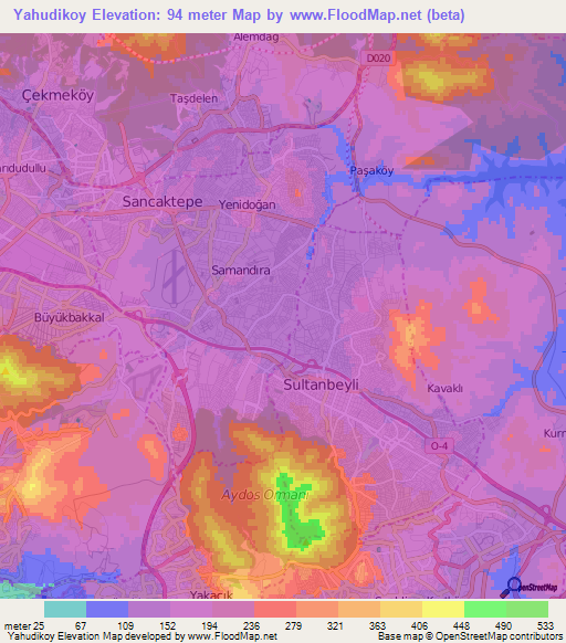 Yahudikoy,Turkey Elevation Map