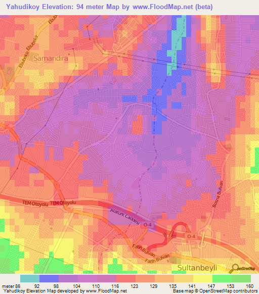 Yahudikoy,Turkey Elevation Map