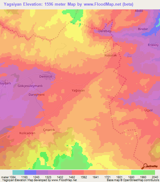 Yagsiyan,Turkey Elevation Map