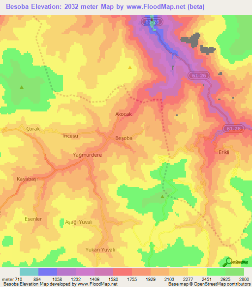 Besoba,Turkey Elevation Map