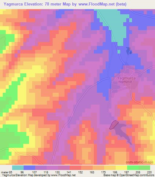 Yagmurca,Turkey Elevation Map