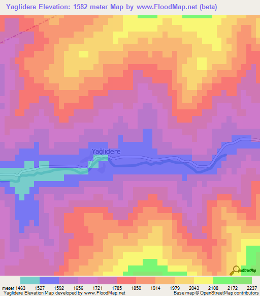 Yaglidere,Turkey Elevation Map