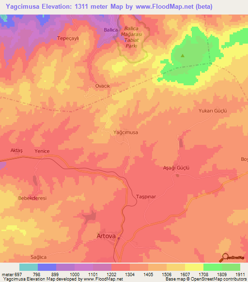 Yagcimusa,Turkey Elevation Map