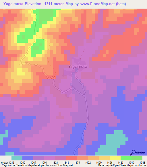 Yagcimusa,Turkey Elevation Map