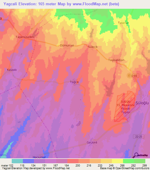 Yagcali,Turkey Elevation Map