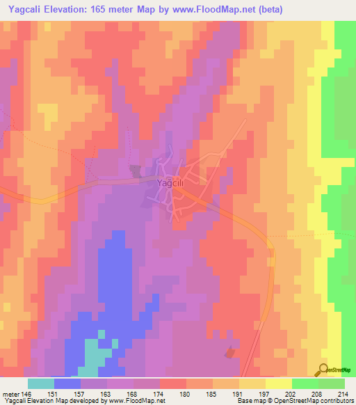 Yagcali,Turkey Elevation Map