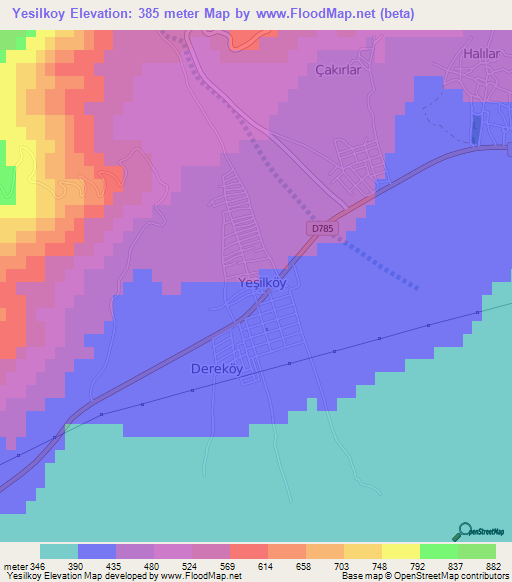 Yesilkoy,Turkey Elevation Map