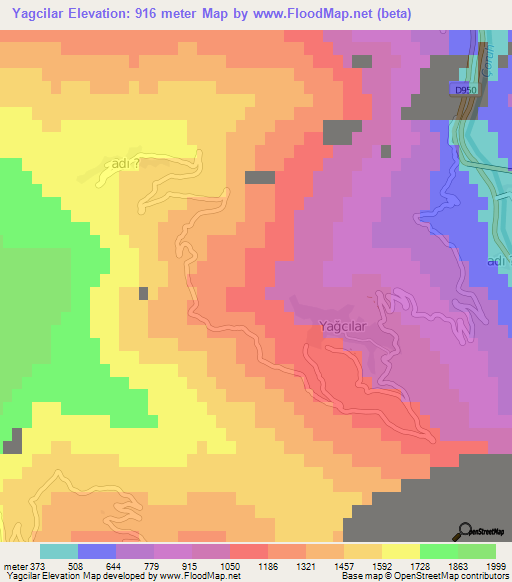 Yagcilar,Turkey Elevation Map