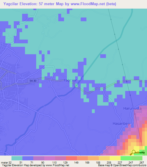 Yagcilar,Turkey Elevation Map