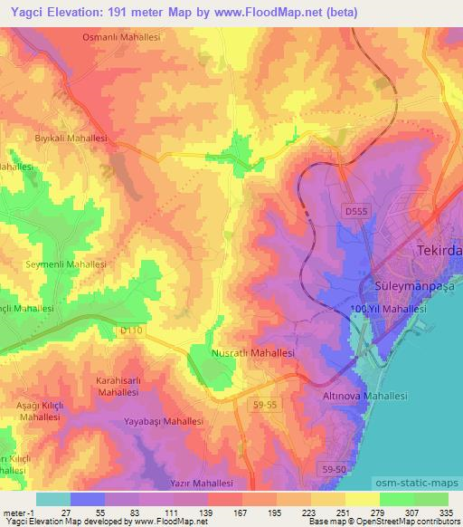 Yagci,Turkey Elevation Map