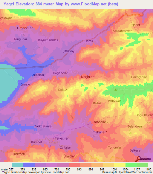 Yagci,Turkey Elevation Map