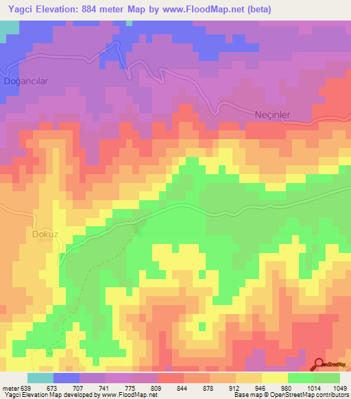 Yagci,Turkey Elevation Map