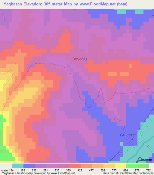 Yagbasan,Turkey Elevation Map