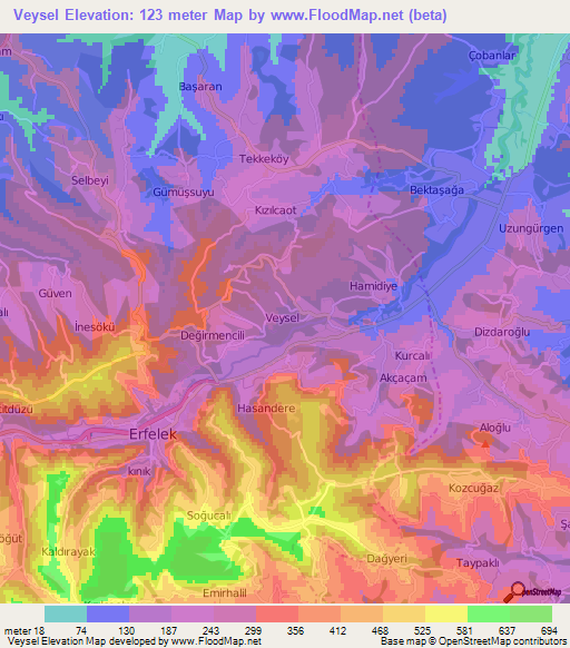 Veysel,Turkey Elevation Map