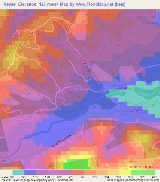 Veysel,Turkey Elevation Map