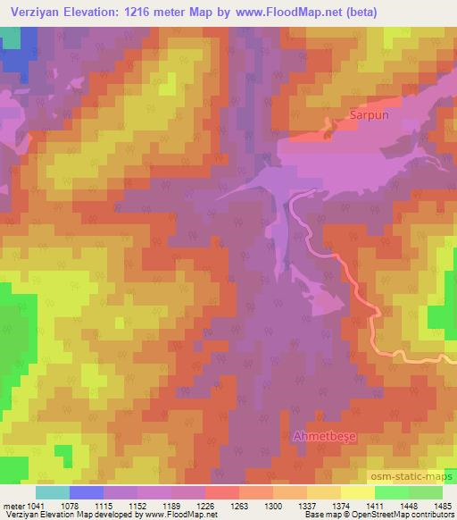 Verziyan,Turkey Elevation Map