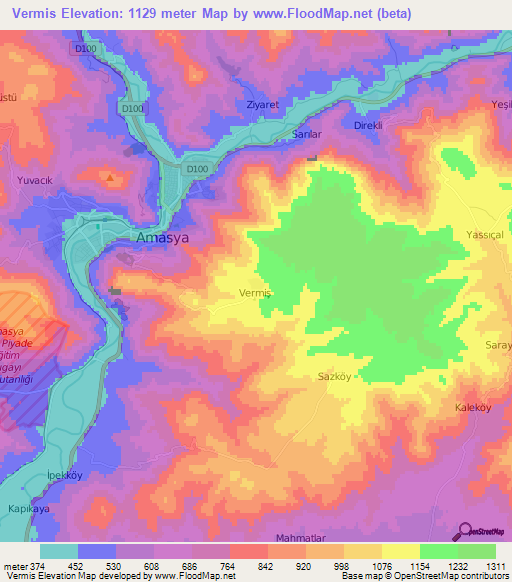 Vermis,Turkey Elevation Map