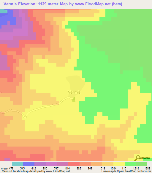 Vermis,Turkey Elevation Map