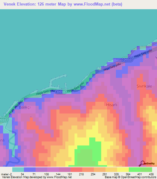 Venek,Turkey Elevation Map