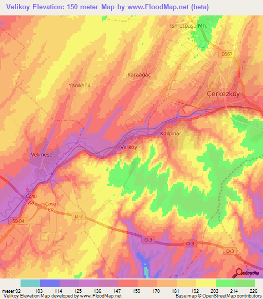 Velikoy,Turkey Elevation Map