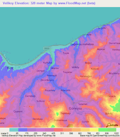 Velikoy,Turkey Elevation Map