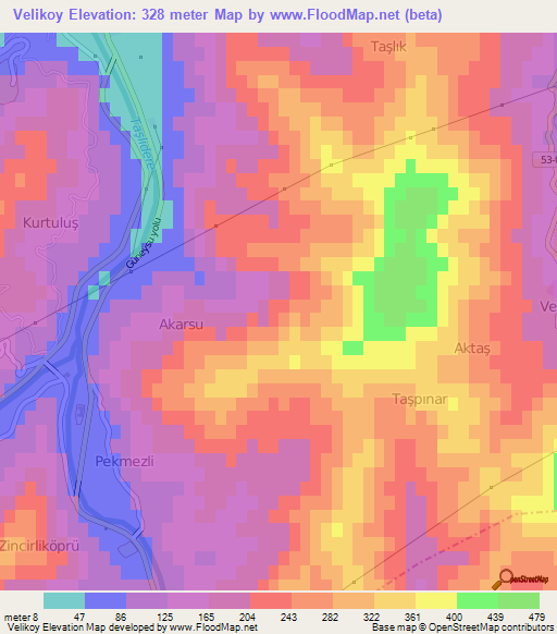 Velikoy,Turkey Elevation Map