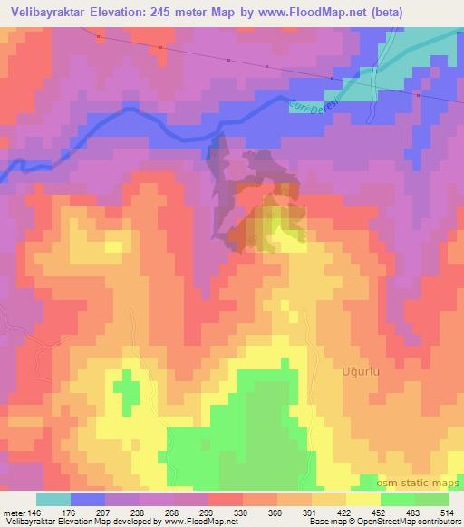 Velibayraktar,Turkey Elevation Map