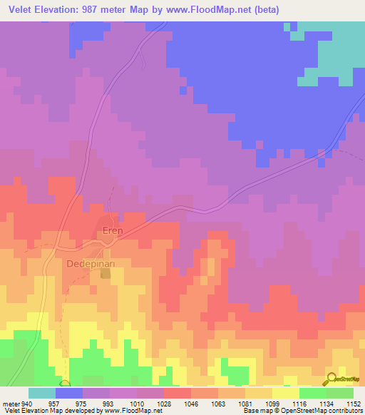 Velet,Turkey Elevation Map