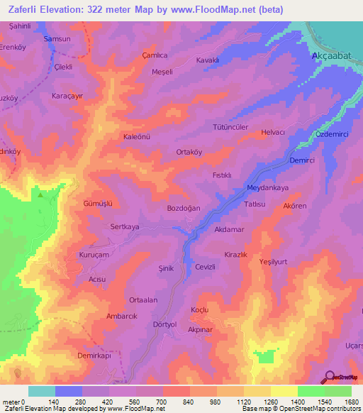 Zaferli,Turkey Elevation Map