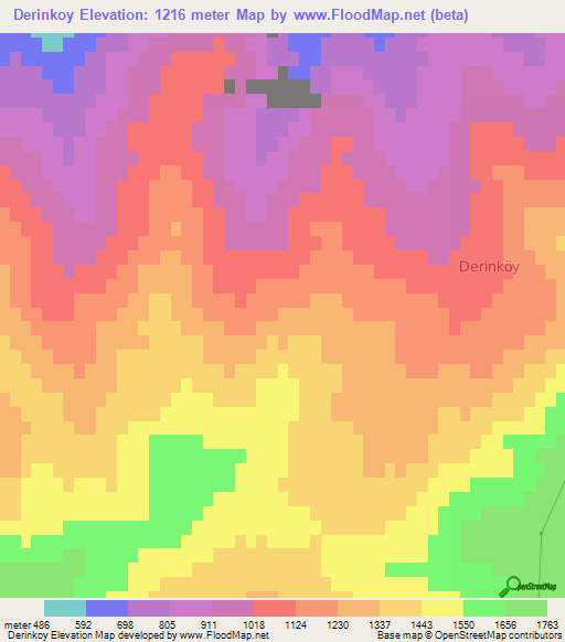 Derinkoy,Turkey Elevation Map