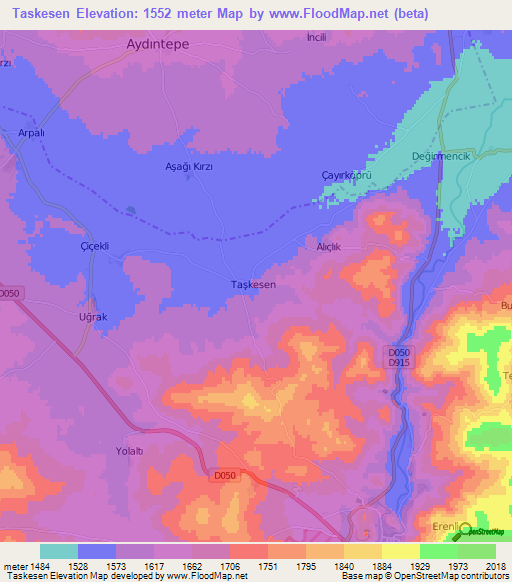 Taskesen,Turkey Elevation Map