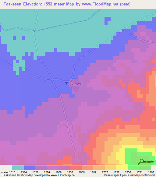 Taskesen,Turkey Elevation Map