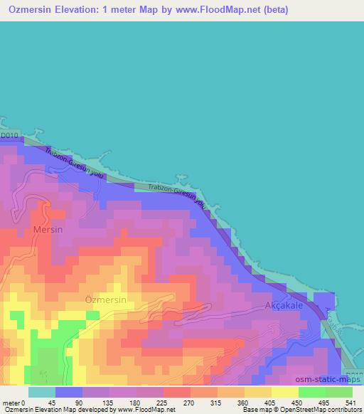 Ozmersin,Turkey Elevation Map