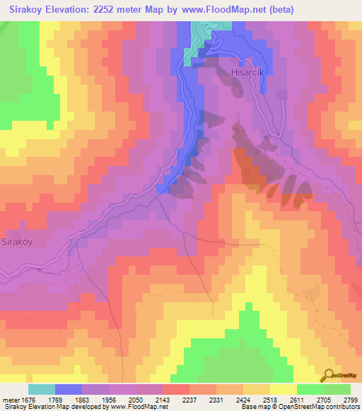 Sirakoy,Turkey Elevation Map