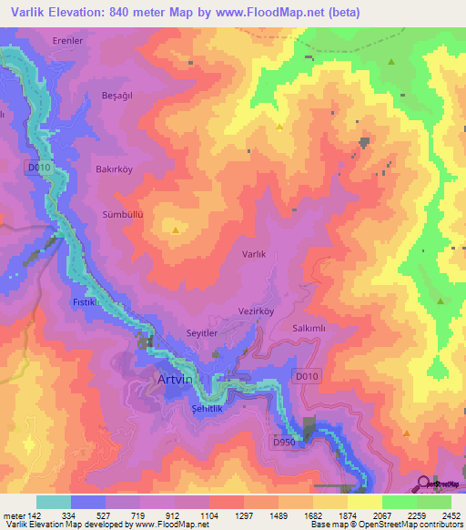 Varlik,Turkey Elevation Map