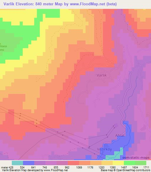 Varlik,Turkey Elevation Map