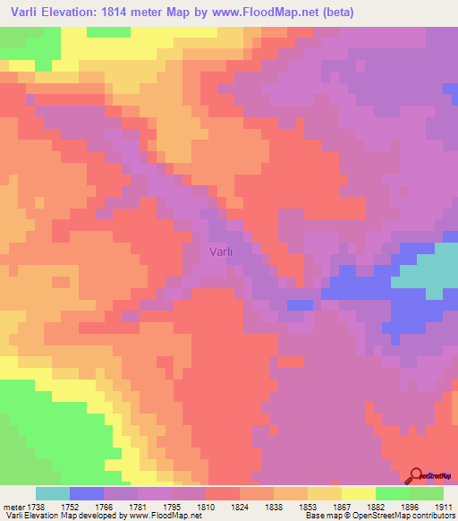 Varli,Turkey Elevation Map