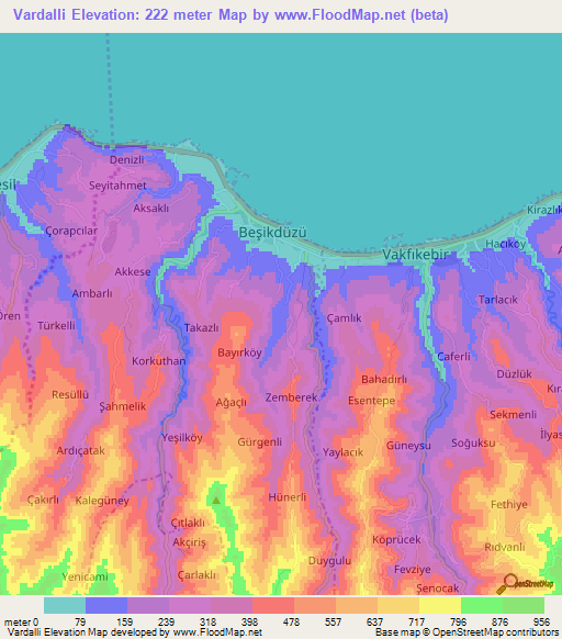 Vardalli,Turkey Elevation Map