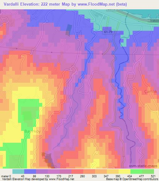 Vardalli,Turkey Elevation Map