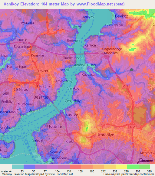 Vanikoy,Turkey Elevation Map