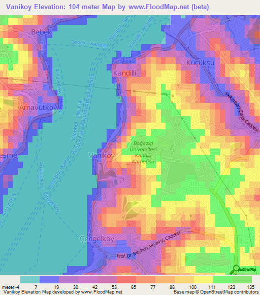 Vanikoy,Turkey Elevation Map