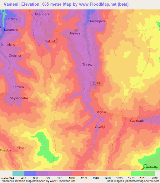 Vamenli,Turkey Elevation Map