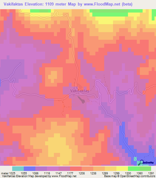 Vakifaktas,Turkey Elevation Map