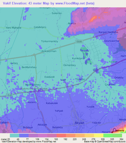 Vakif,Turkey Elevation Map