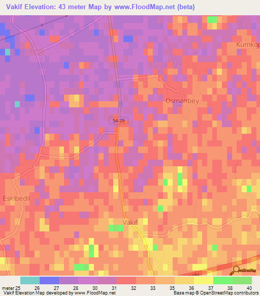 Vakif,Turkey Elevation Map