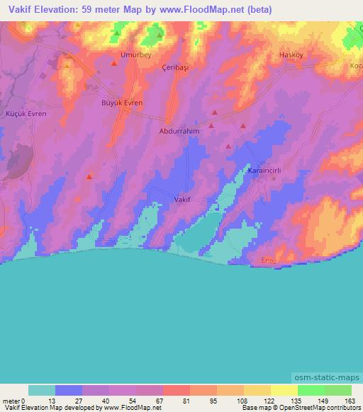 Vakif,Turkey Elevation Map