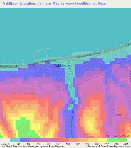 Vakfikebir,Turkey Elevation Map